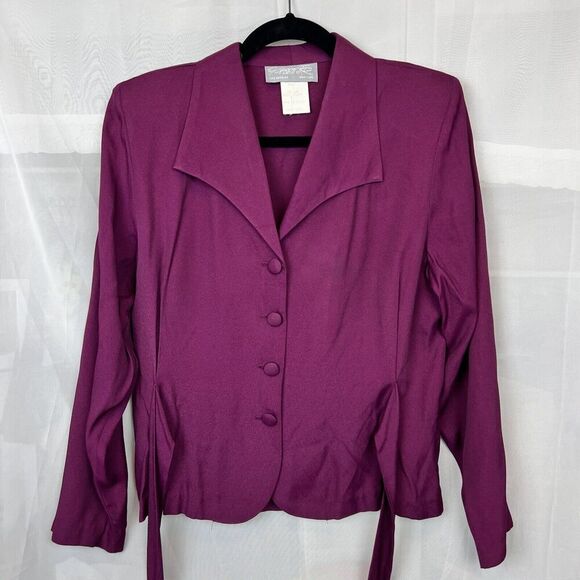 Vintage Rabbit JR womens button down blouse tie back retro careerwear teacher MD - Picture 4 of 7